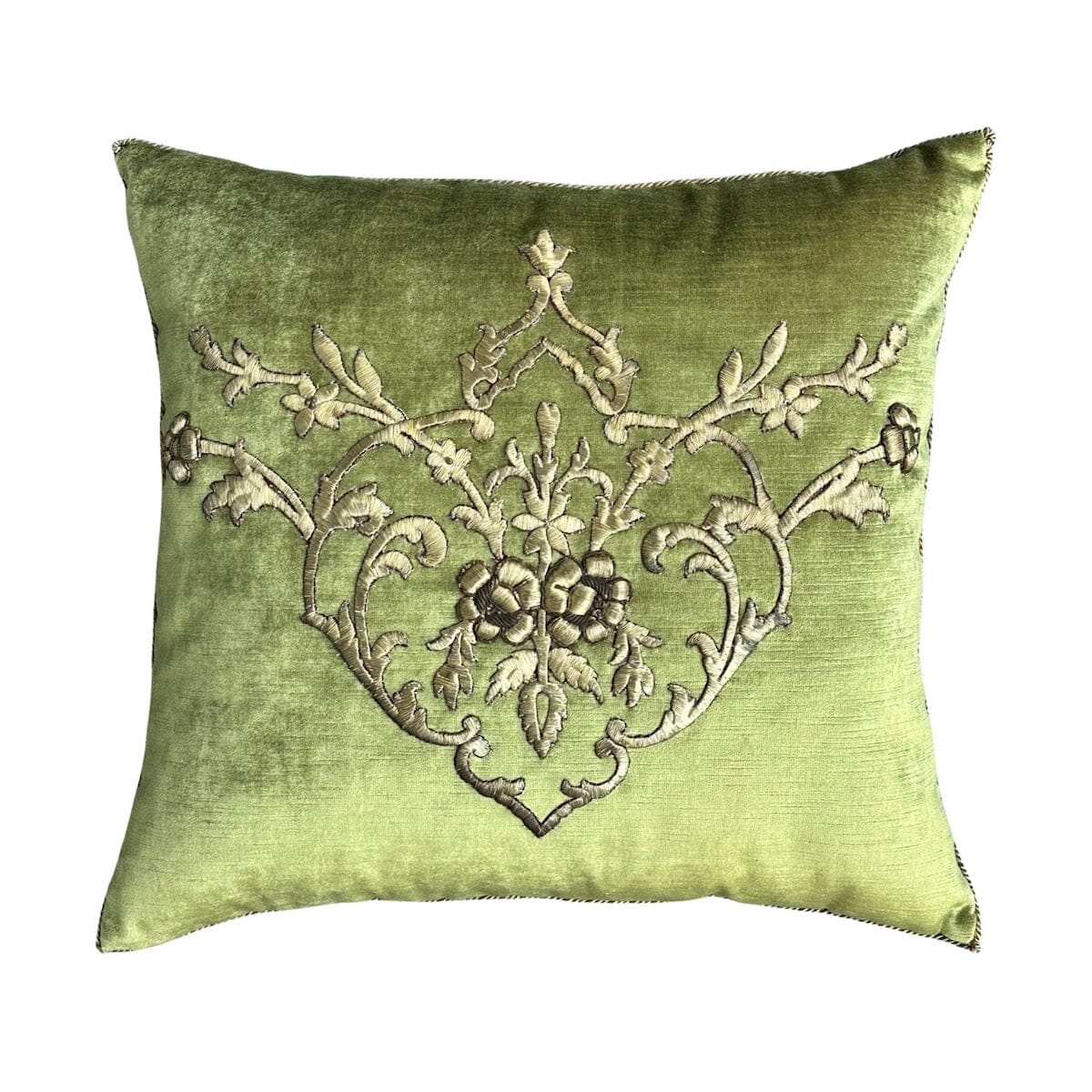 Antique Ottoman Empire Raised Metallic Embroidery (#E041423A&B | 20 x 21") New Pillows B. Viz Design