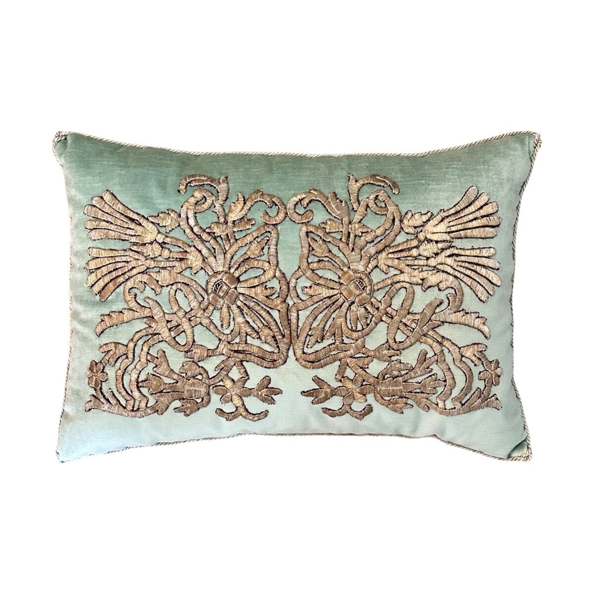Antique Ottoman Empire Raised Metallic Silver Pillow (#E060123 | 14"x20") New Pillows B. Viz Design