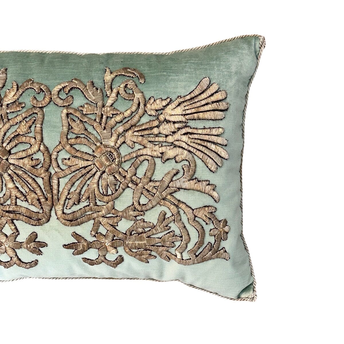 Antique Ottoman Empire Raised Metallic Silver Pillow (#E060123 | 14"x20") New Pillows B. Viz Design