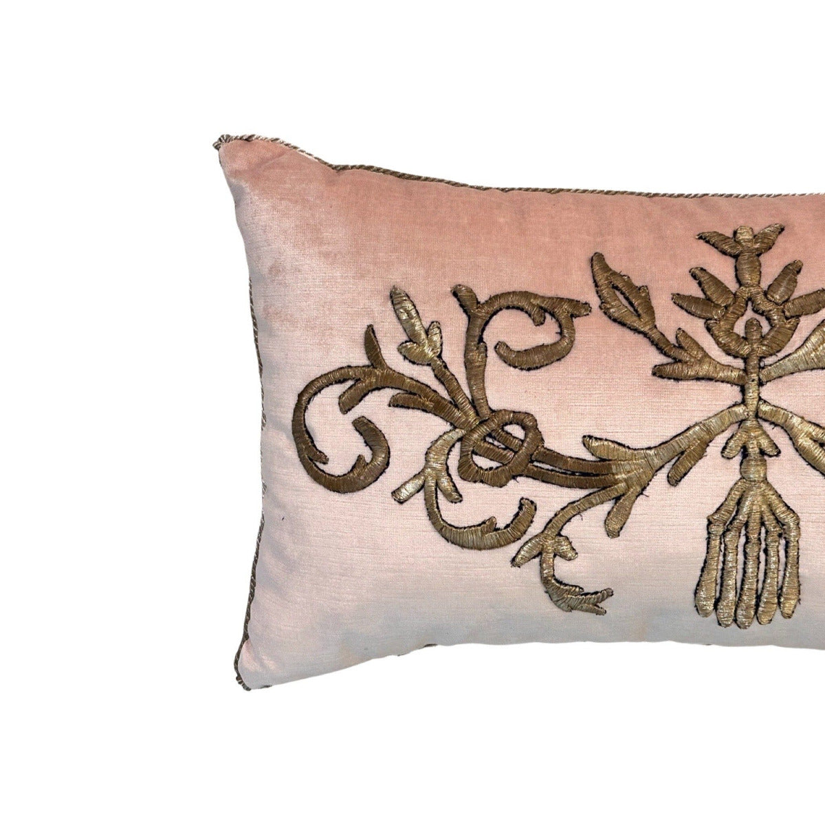 Antique Ottoman Empire Raised Warm Silver Metallic Embroidery (#E042223 | 13 x 22 1/2") Pillow B. Viz Design