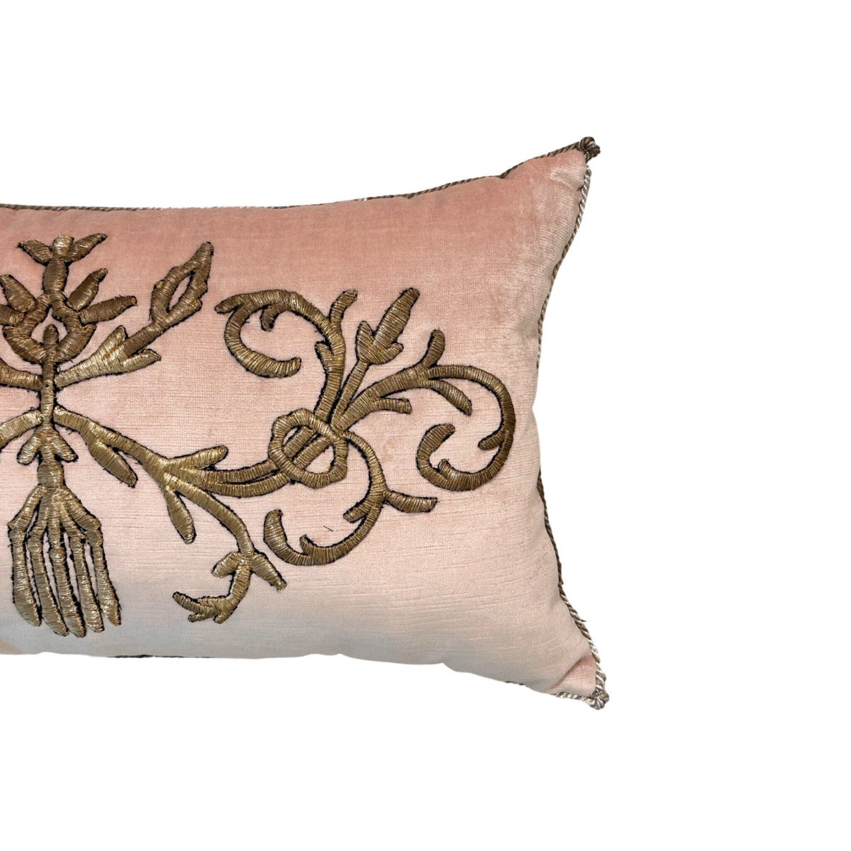 Antique Ottoman Empire Raised Warm Silver Metallic Embroidery (#E042223 | 13 x 22 1/2") Pillow B. Viz Design