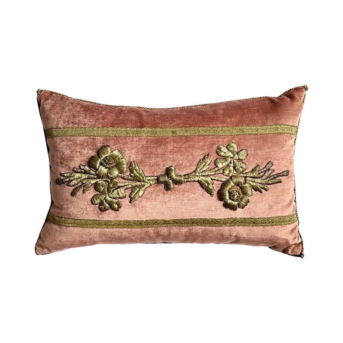 Antique Ottoman Raised Gold Metallic Embroidery (E061423 | 12"x19") Pillow B. Viz Design