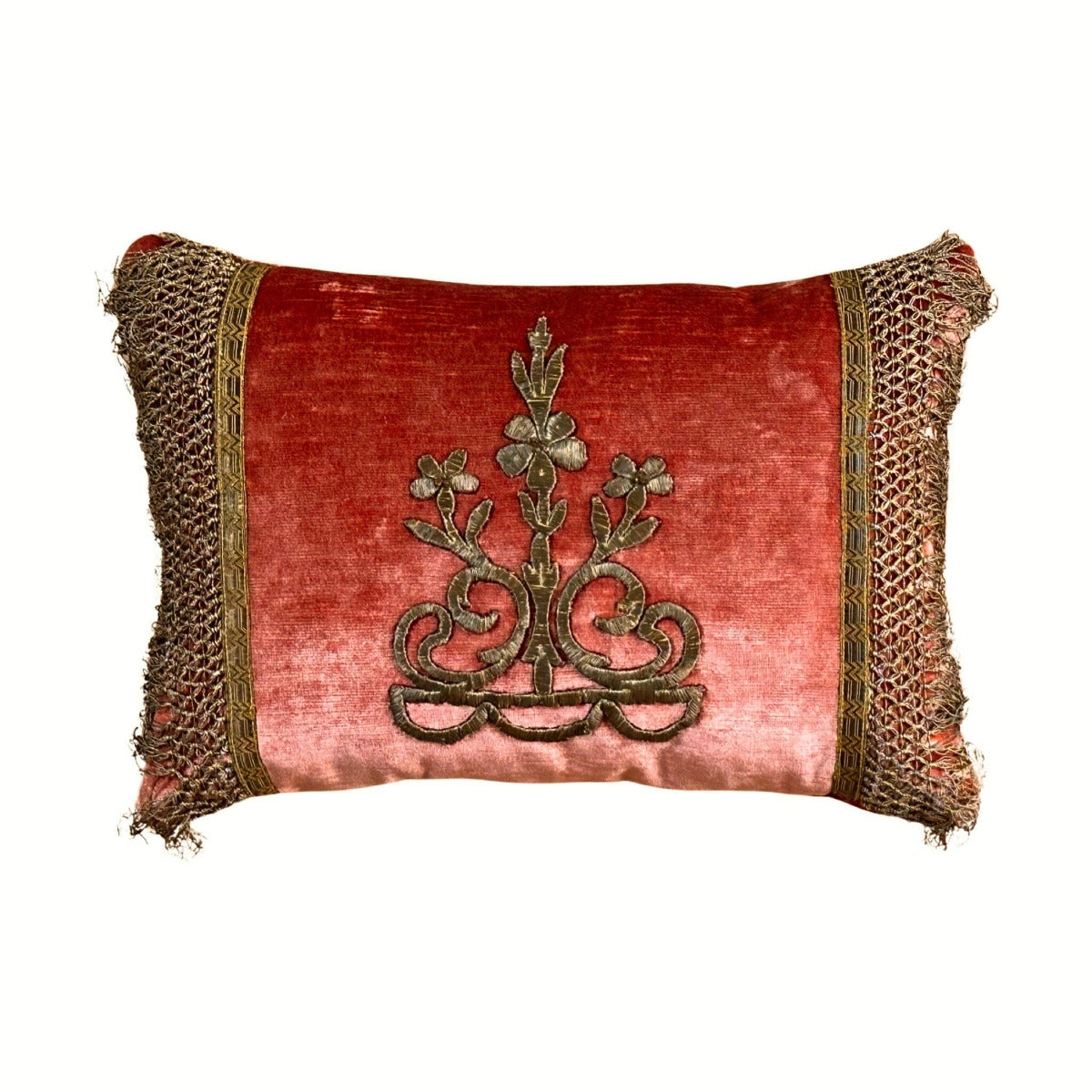 Antique Ottoman Raised Gold Metallic Embroidery (#E071723A&B| 12" x 17") New Pillows B. Viz Design