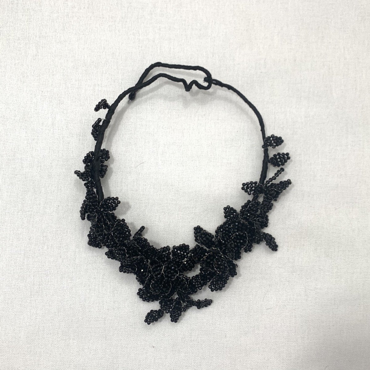 Beaded Flower Necklace Necklace B. Viz Design Black