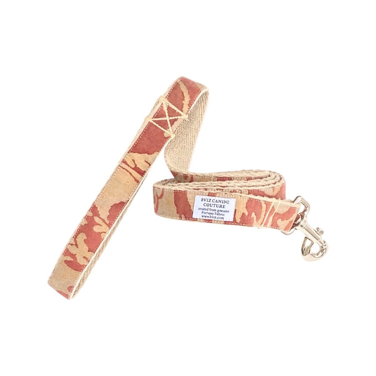 "Canine Couture" (Red / Brick & Metallic Gold Dog Leash) Dog Leash B. Viz Design