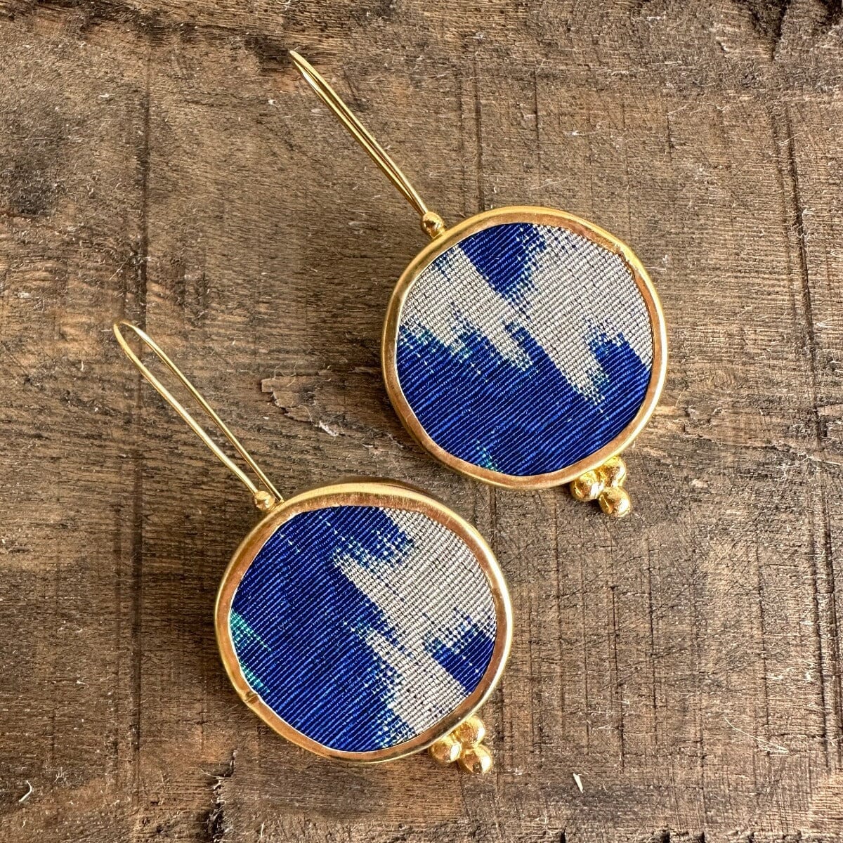 Hand Crafted Ottoman Vintage Textile Earrings - Round Earrings Eyup Gunduz B