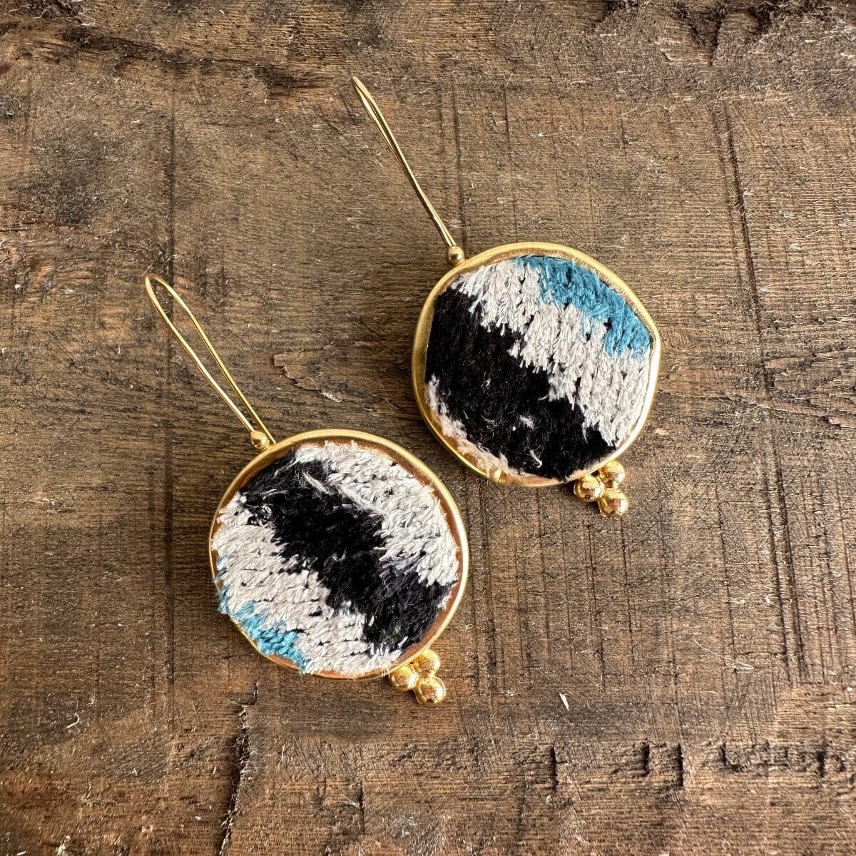 Hand Crafted Ottoman Vintage Textile Earrings - Round Earrings Eyup Gunduz C