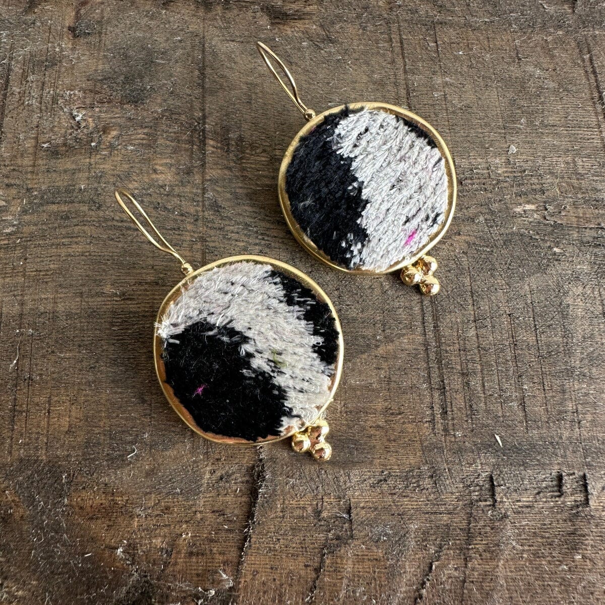 Hand Crafted Ottoman Vintage Textile Earrings - Round Earrings Eyup Gunduz E
