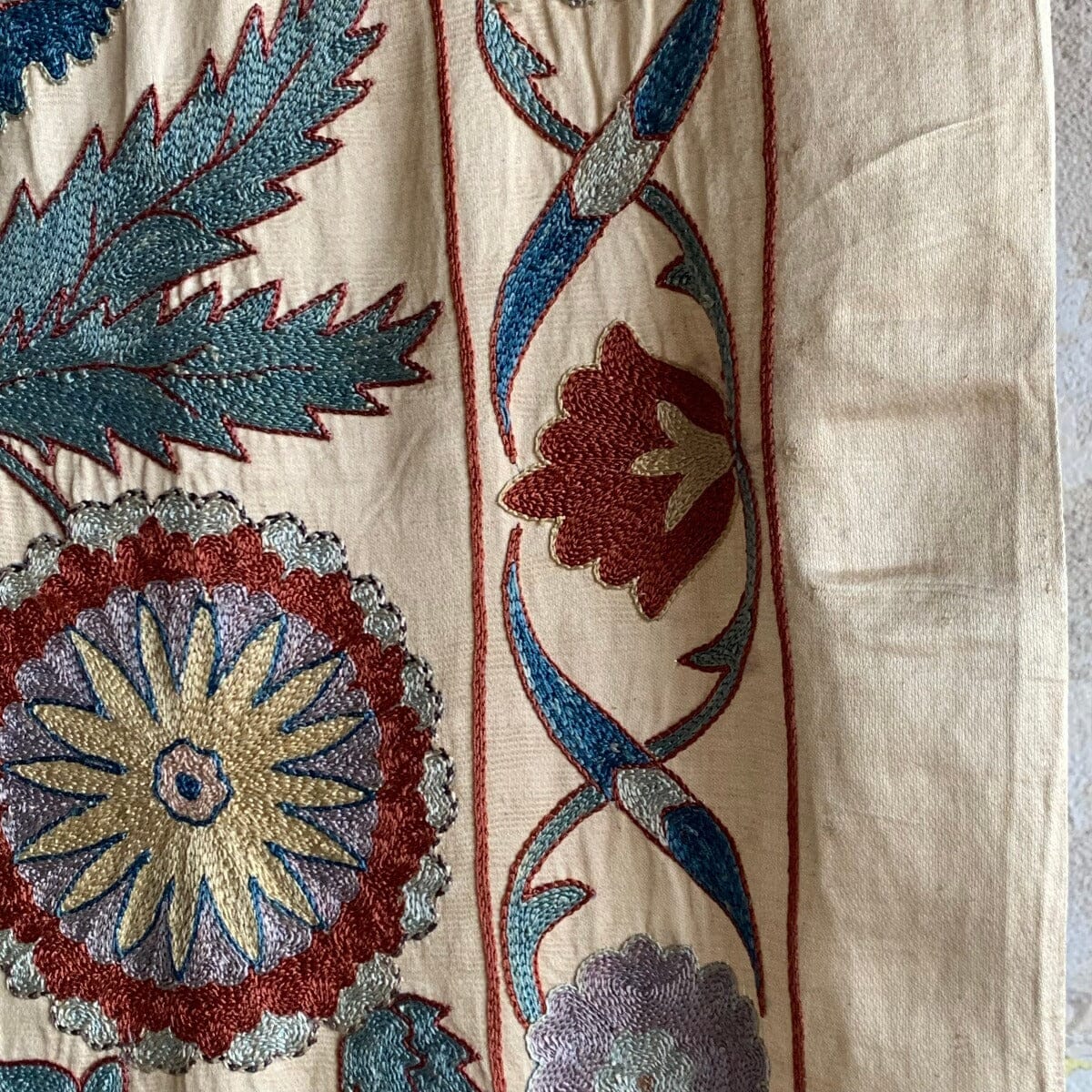Hand Stitched All Silk Suzani (CSSU230522 | 60 3/4 x 80 3/4") Suzani Aziz Suzani