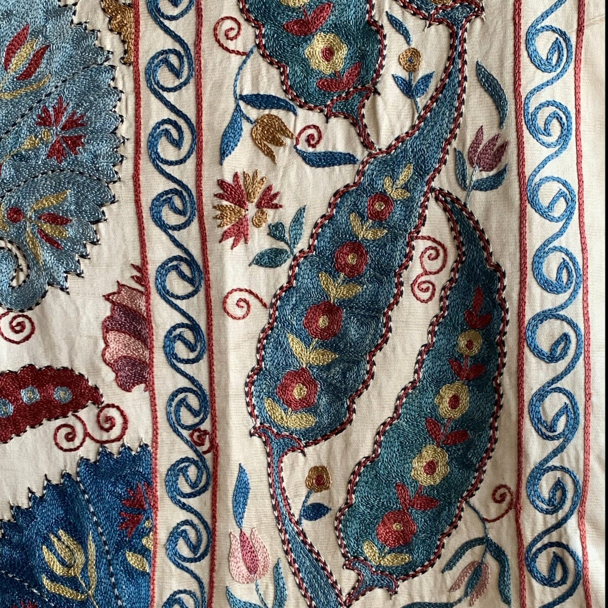 Hand Stitched All Silk Suzani (CSSU230622 | 61 1/4 x 75") Suzani Aziz Suzani