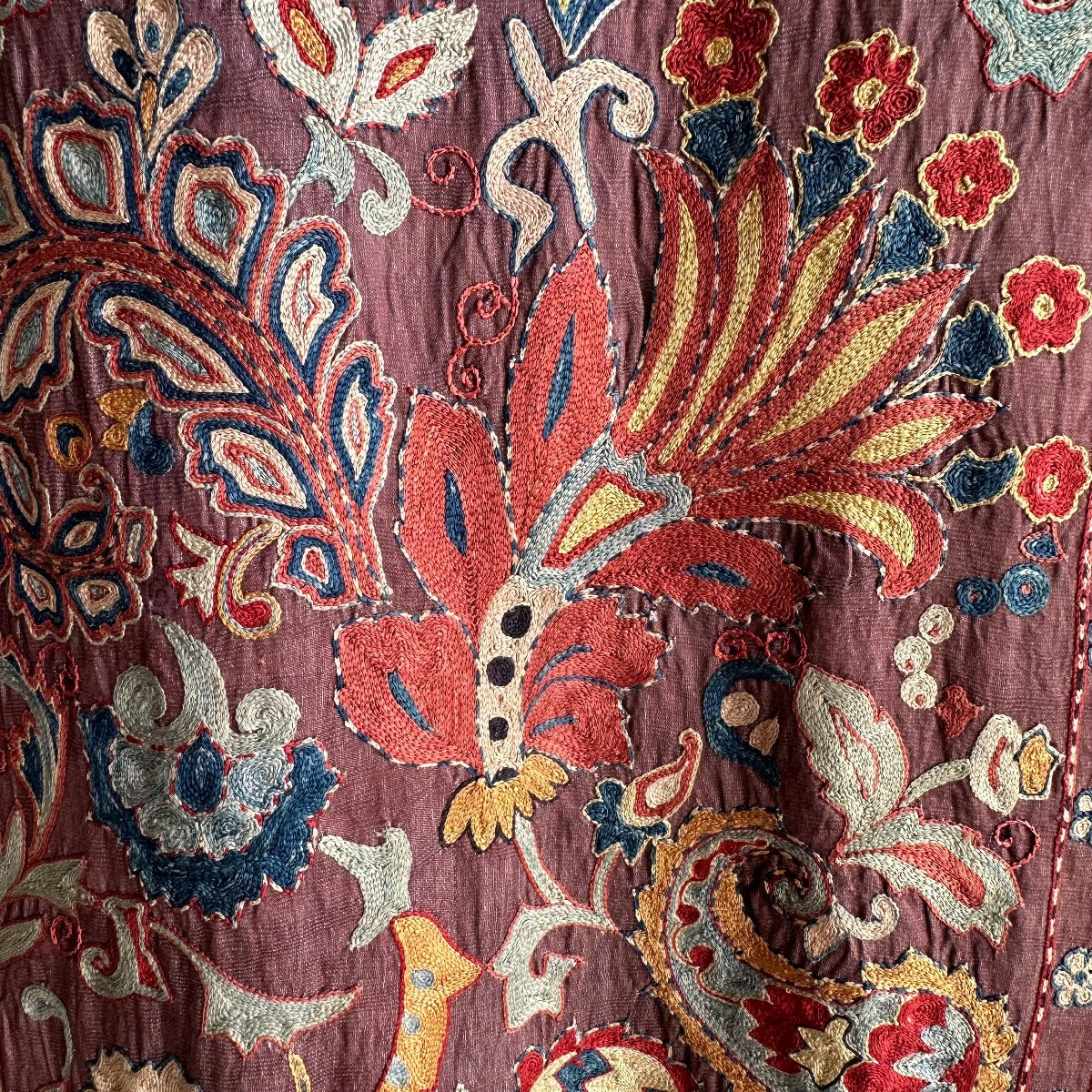 Hand Stitched All Silk Suzani (CSSU232522 | 28 x 121") Suzani Aziz Suzani