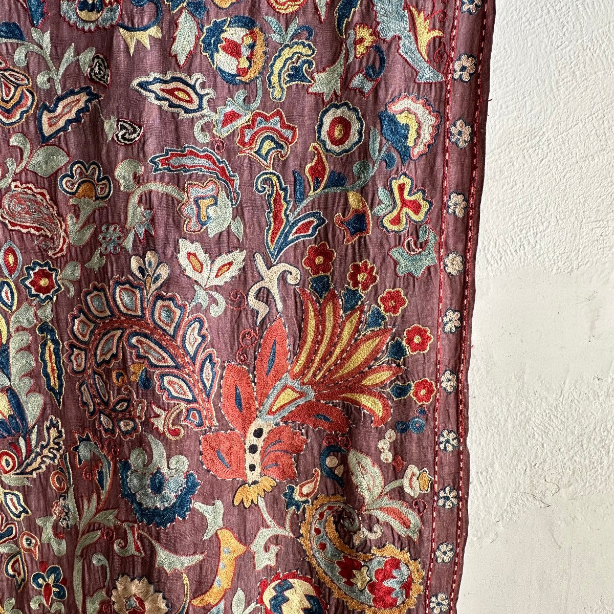 Hand Stitched All Silk Suzani (CSSU232522 | 28 x 121") Suzani Aziz Suzani