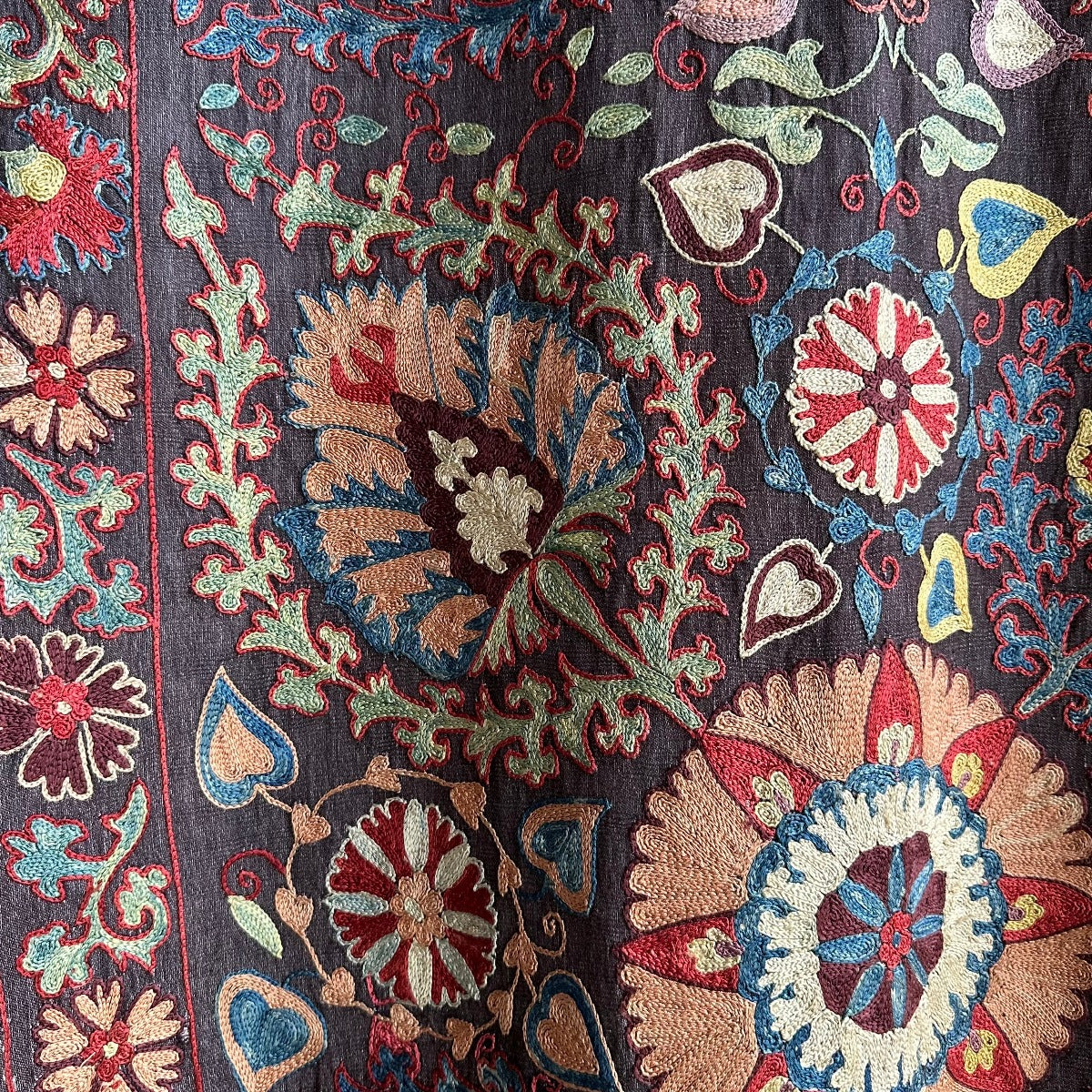 Hand Stitched All Silk Suzani (CSSU232822 | 28 1/2 x 138 1/2") Suzani Aziz Suzani