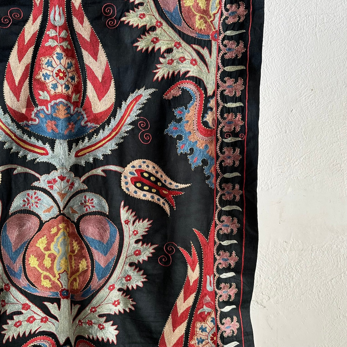 Hand Stitched All Silk Suzani (CSSU233122 | 41 1/2 x 64") Suzani Aziz Suzani