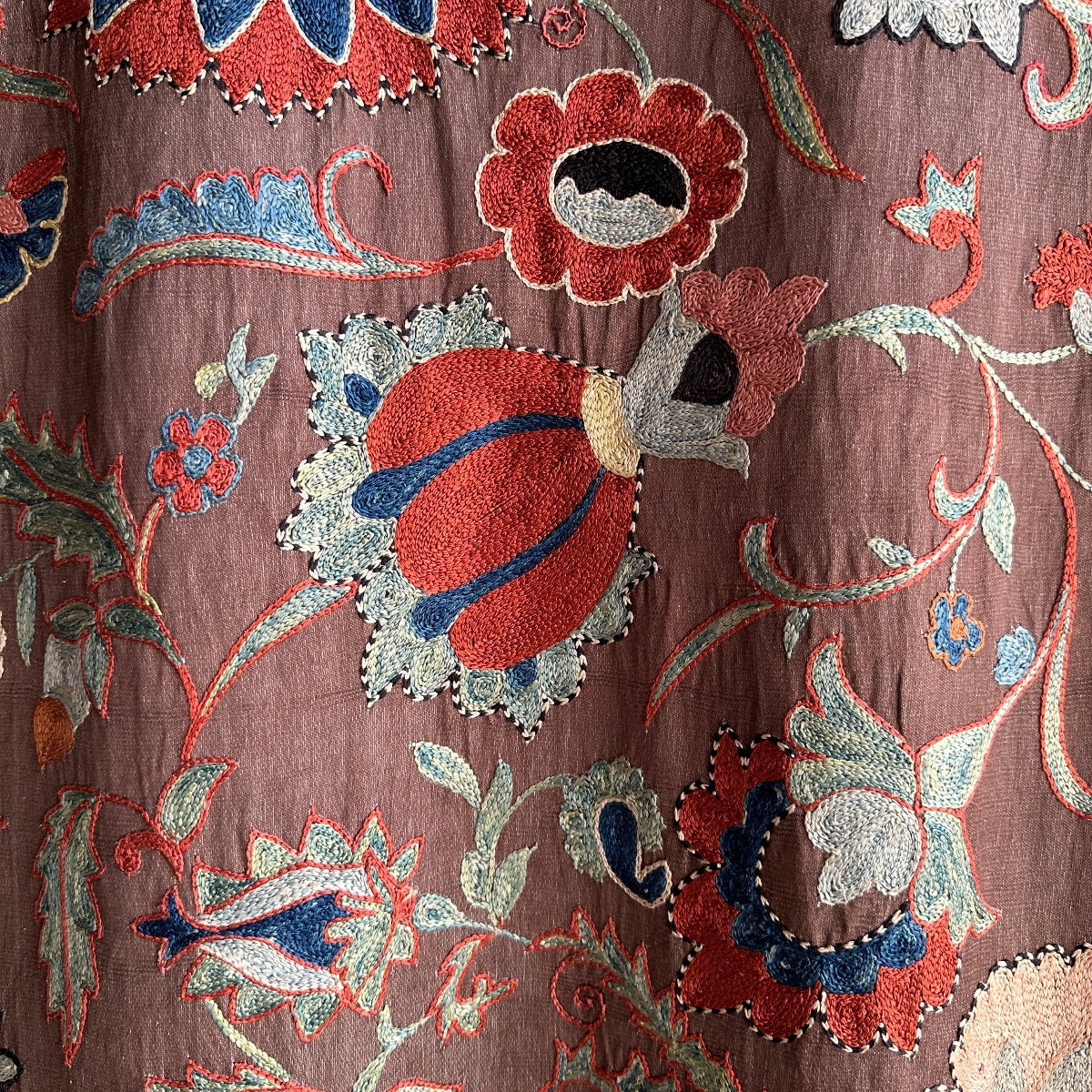 Hand Stitched All Silk Suzani (CSSU240322 | 28 x 127") Suzani Aziz Suzani