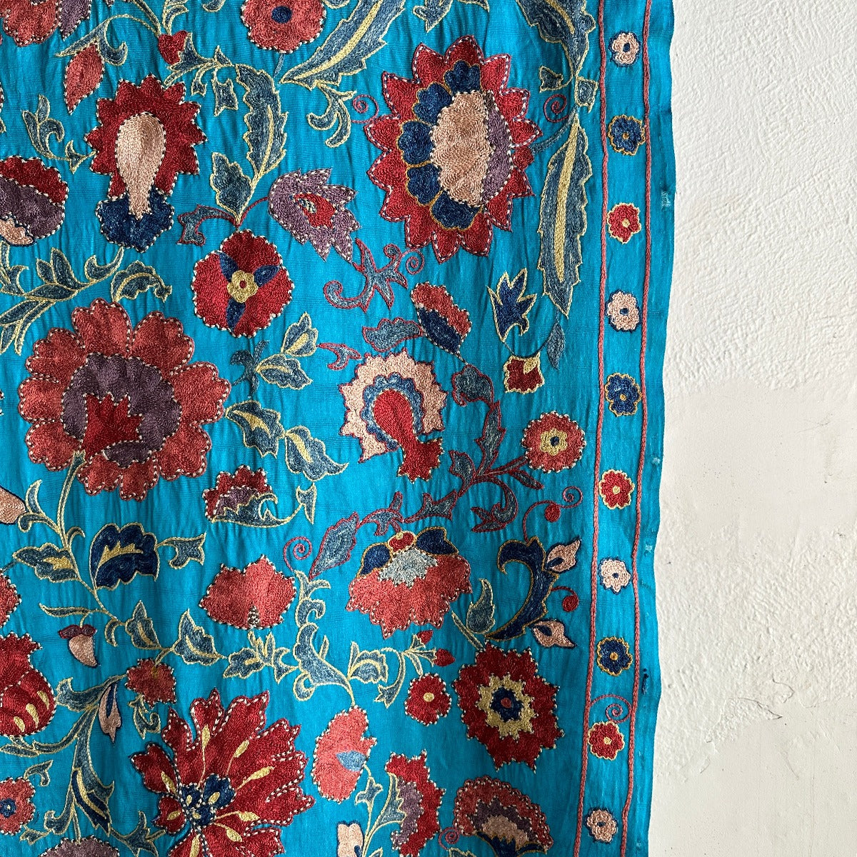 Hand Stitched All Silk Suzani (CSSU240422 | 30 x 124") Suzani Aziz Suzani