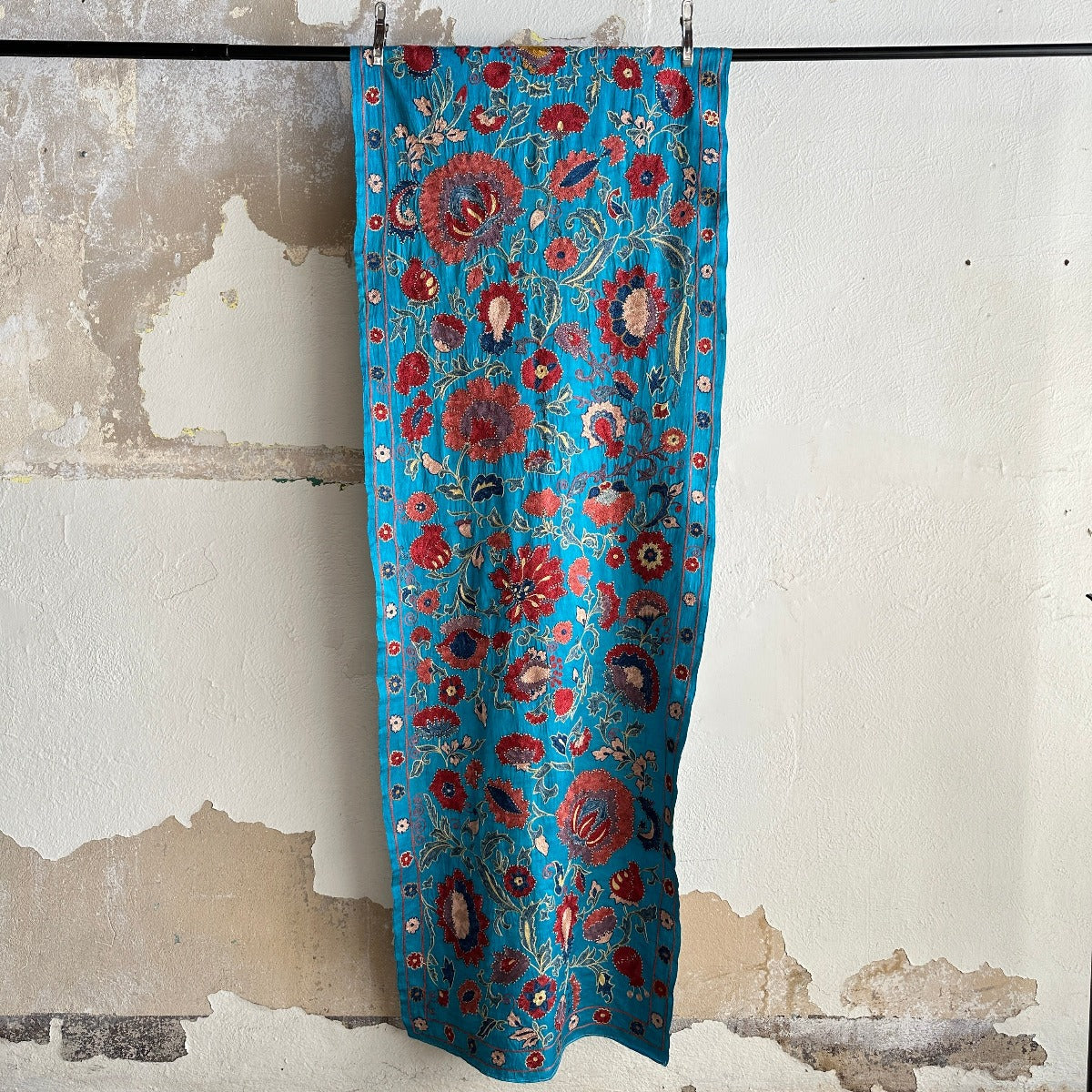 Hand Stitched All Silk Suzani (CSSU240422 | 30 x 124") Suzani Aziz Suzani