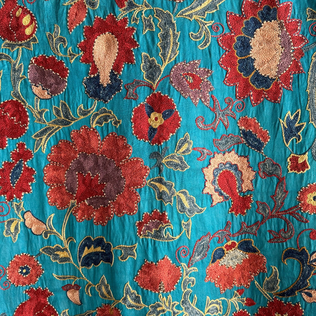Hand Stitched All Silk Suzani (CSSU240422 | 30 x 124") Suzani Aziz Suzani