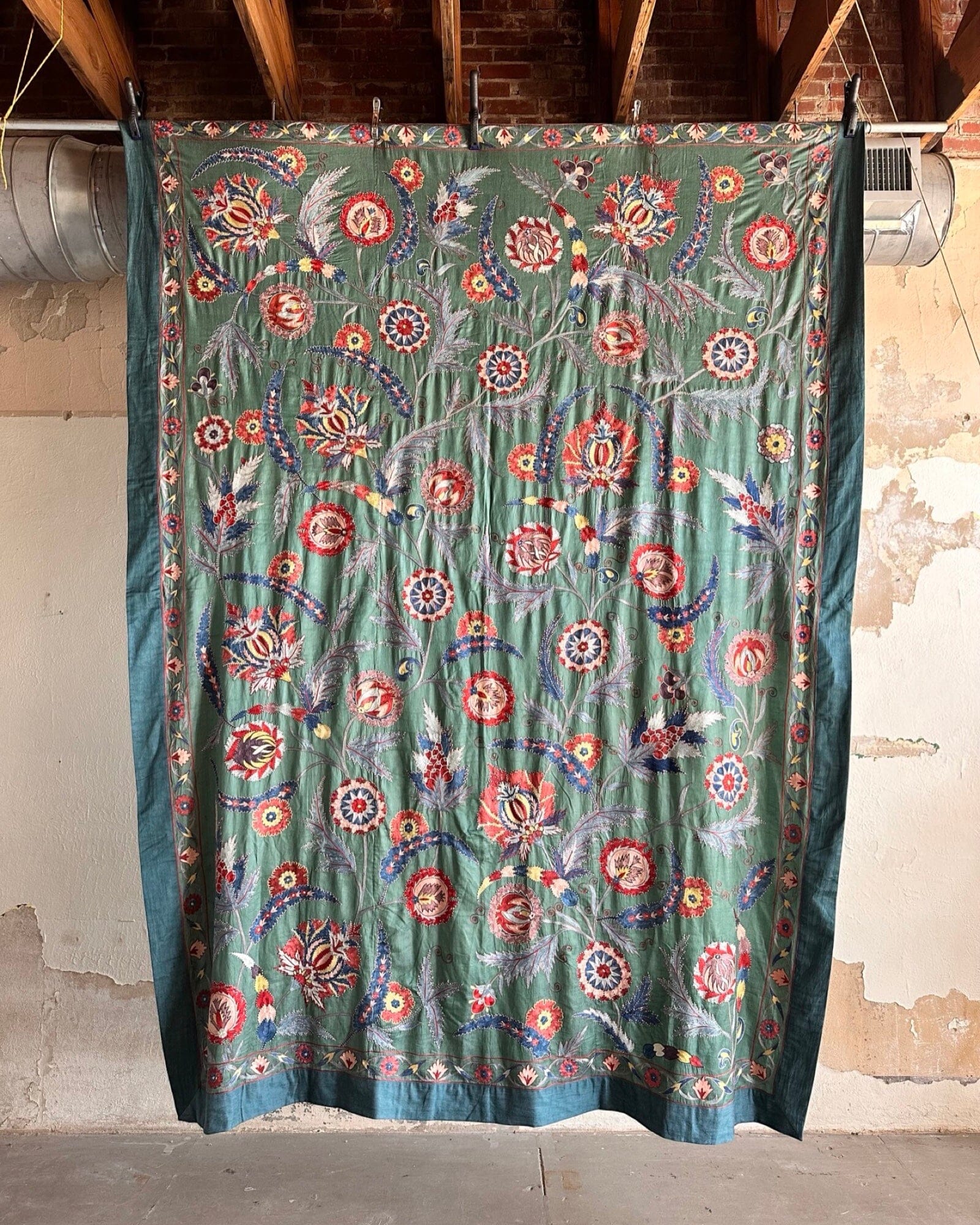 Hand Stitched Suzani (CSSU061623 | 120 x 96") Suzani Aziz Suzani