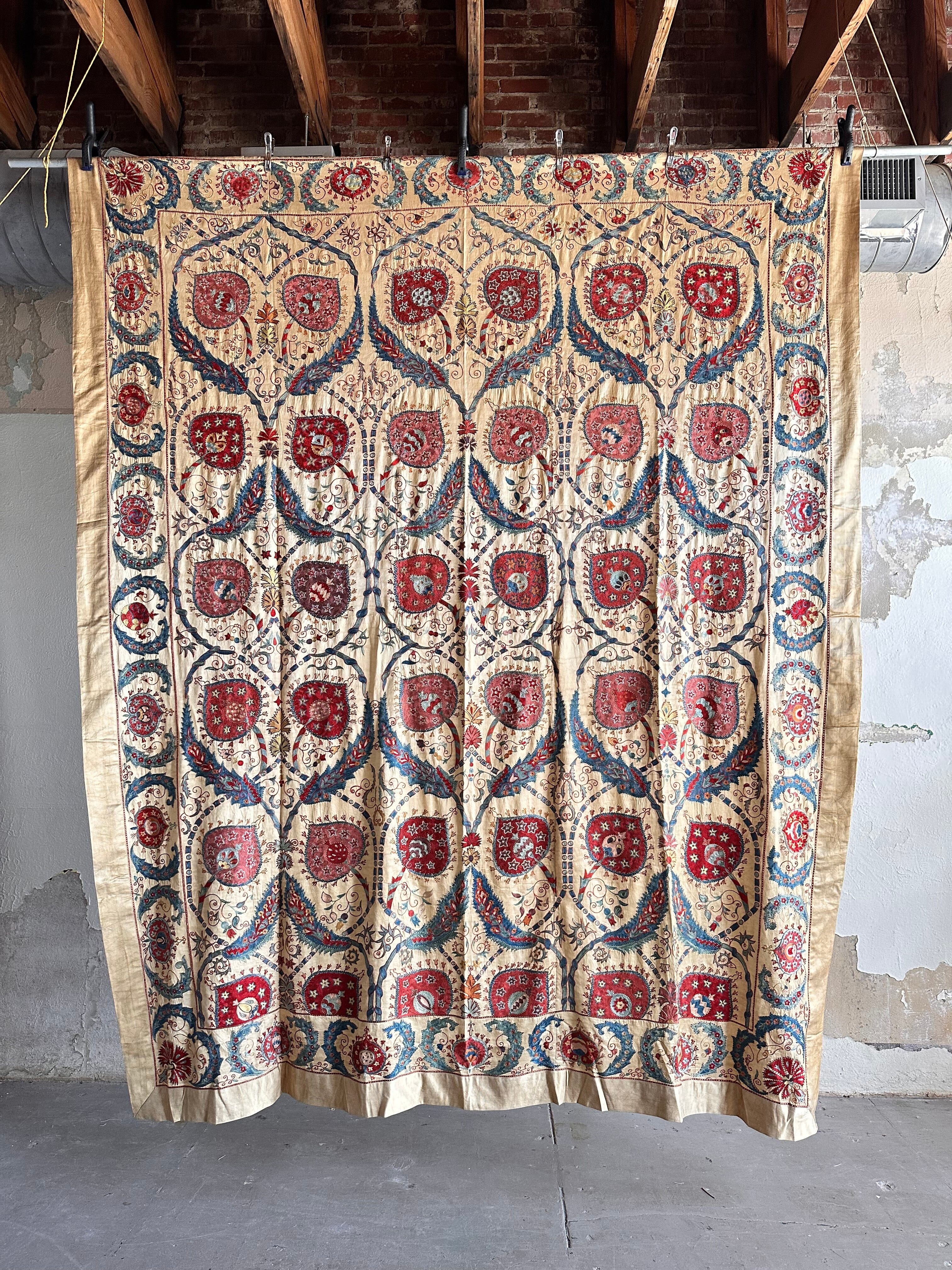 Hand Stitched Suzani (CSSU071723 | 120 x 96") Suzani Aziz Suzani