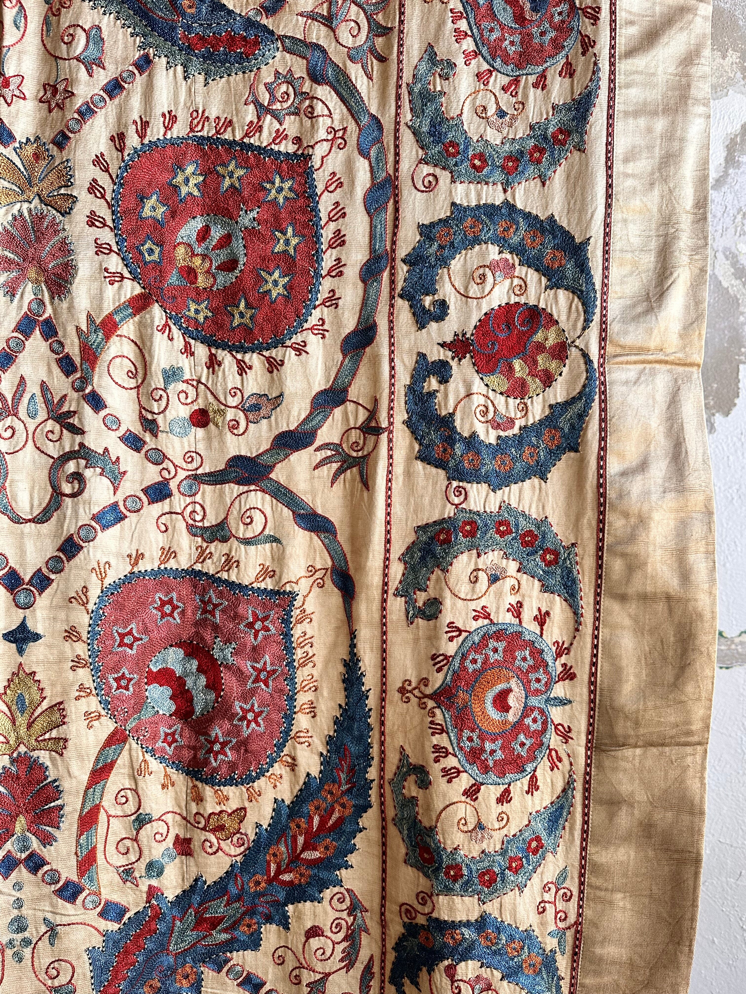 Hand Stitched Suzani (CSSU071723 | 120 x 96") Suzani Aziz Suzani