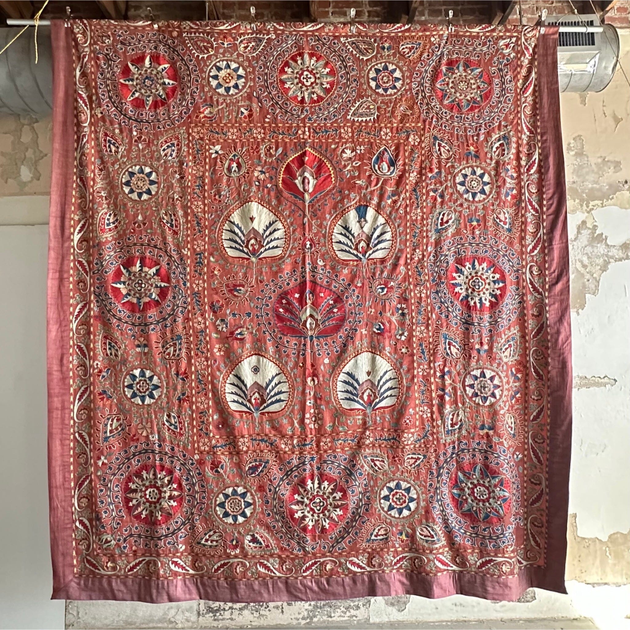 Hand Stitched Suzani (CSSU072423 | 120 x 102") Suzani Aziz Suzani