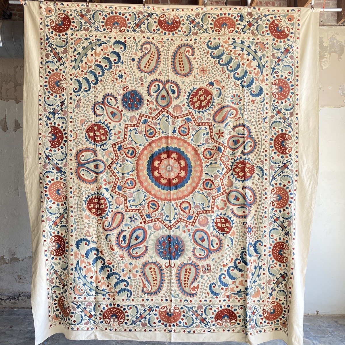 Hand Stitched Suzani (CSSU151820 | 120 x 108") Suzani Aziz Suzani
