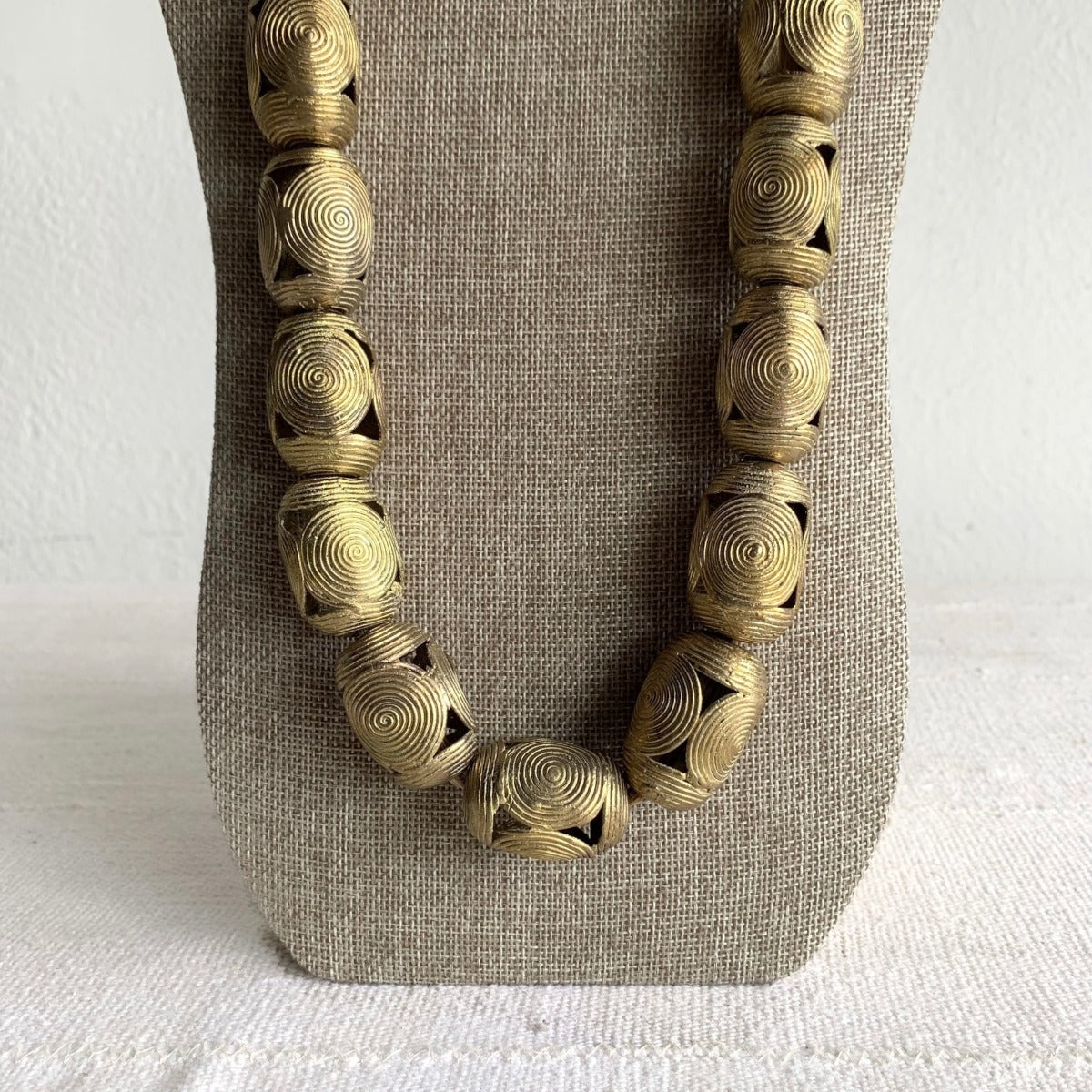 Handmade Ghanaian Brass Beaded Necklace - Large Beads Farafinya African Market Farafinya African Market