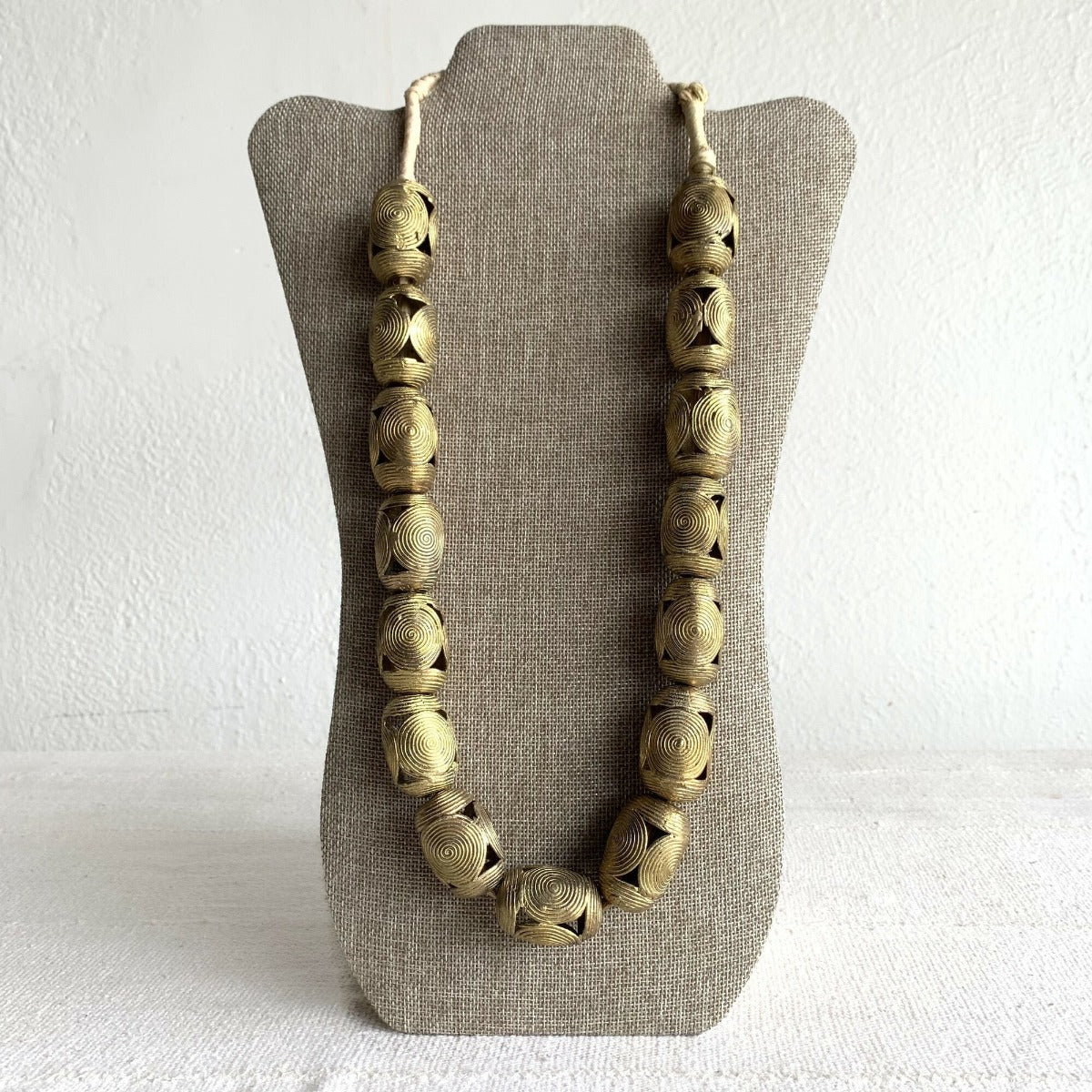 Handmade Ghanaian Brass Beaded Necklace - Large Beads Farafinya African Market Farafinya African Market