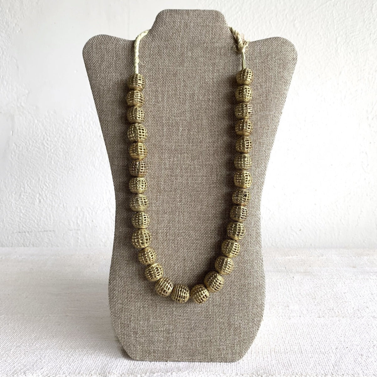 Handmade Ghanaian Brass Beaded Necklace - Medium Beads Farafinya African Market Farafinya African Market