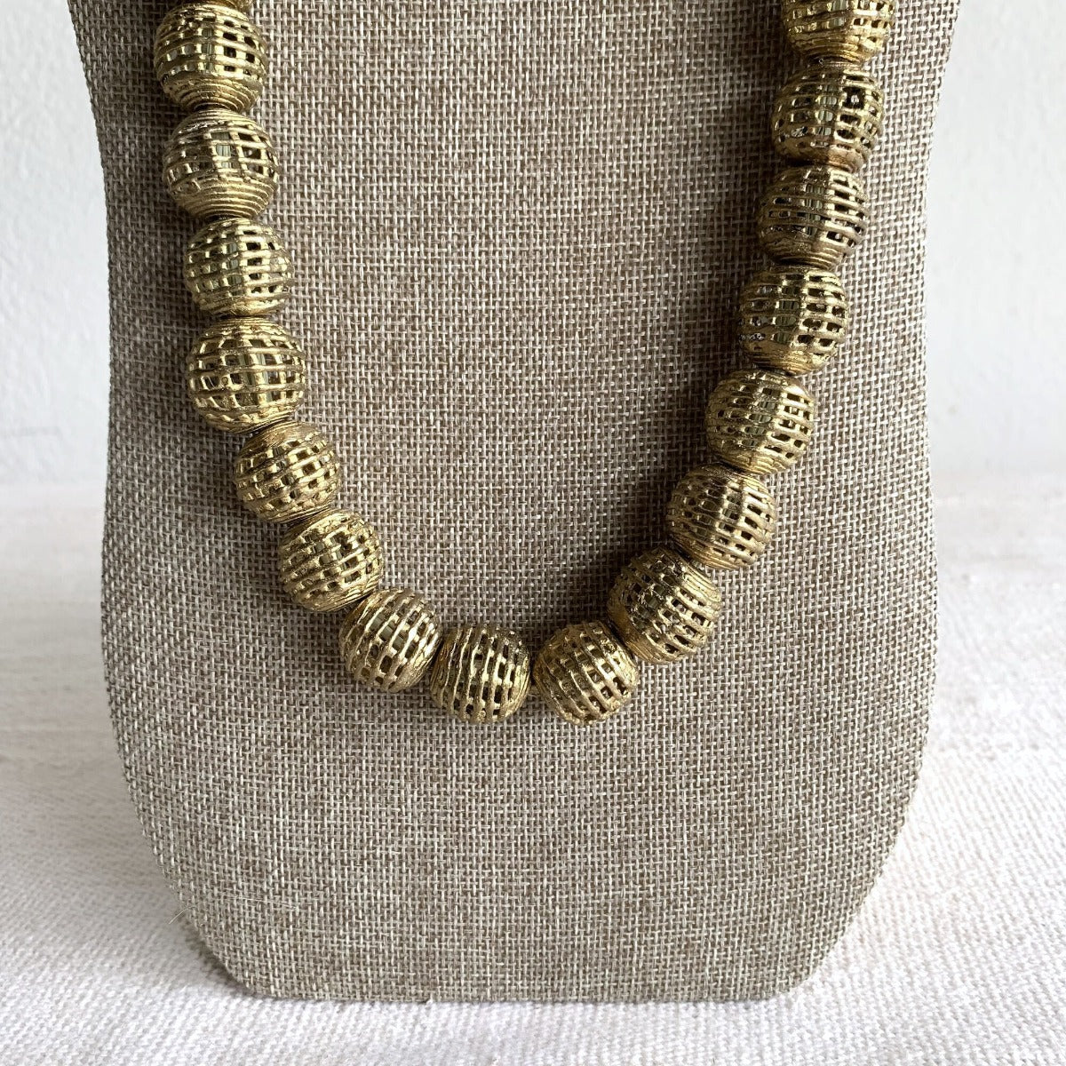 Handmade Ghanaian Brass Beaded Necklace - Medium Beads Farafinya African Market Farafinya African Market