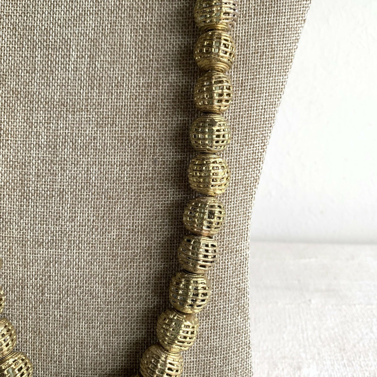 Handmade Ghanaian Brass Beaded Necklace - Medium Beads Farafinya African Market Farafinya African Market