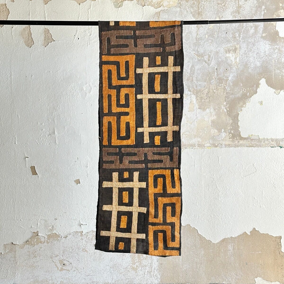 Handwoven Vintage Kuba Cloth (#6758 | 22 x 122") Vintage Textile Farafinya African Market