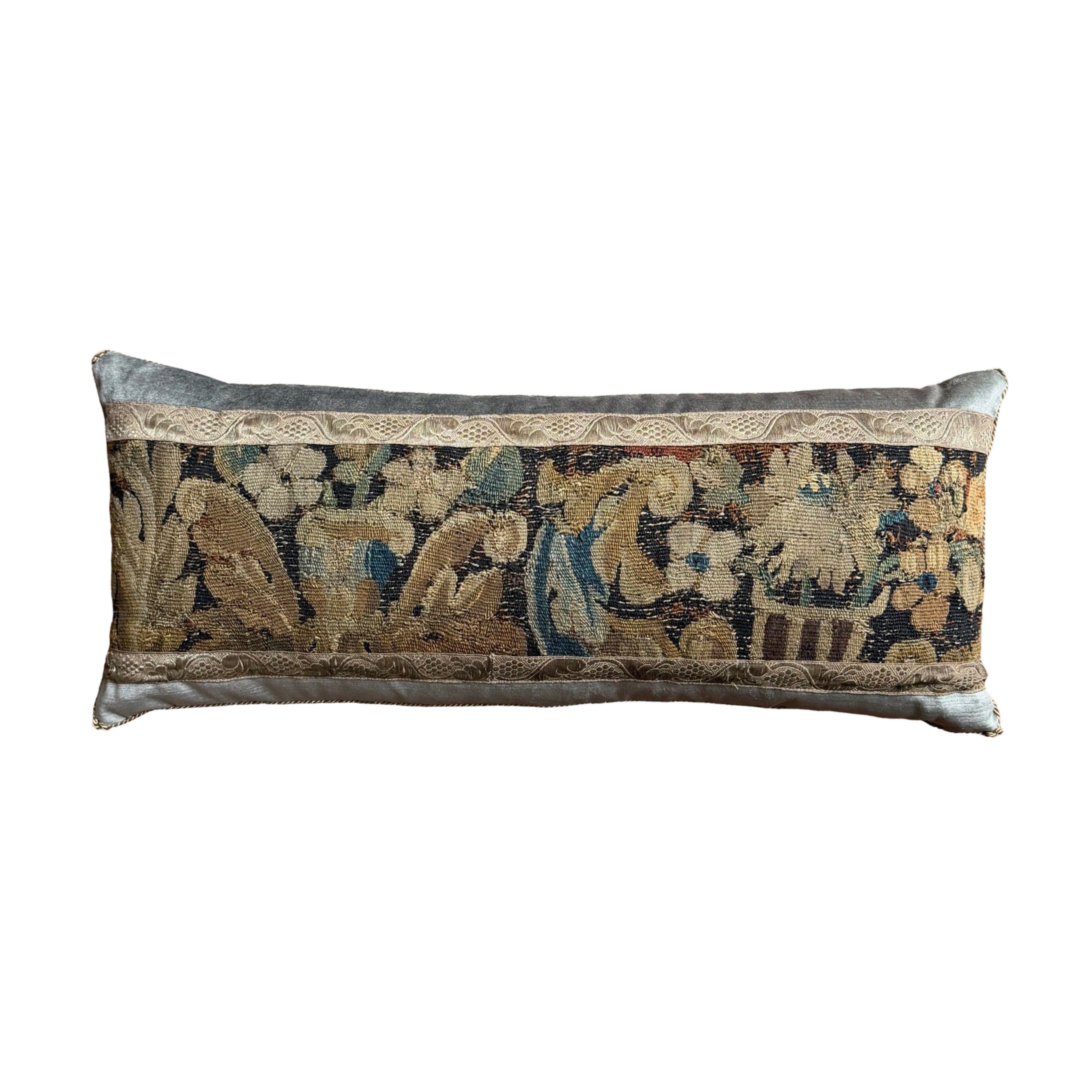 17th Century Aubusson Tapestry Fragment (#T010426 | 13 x 30") New Pillows B. Viz Design 