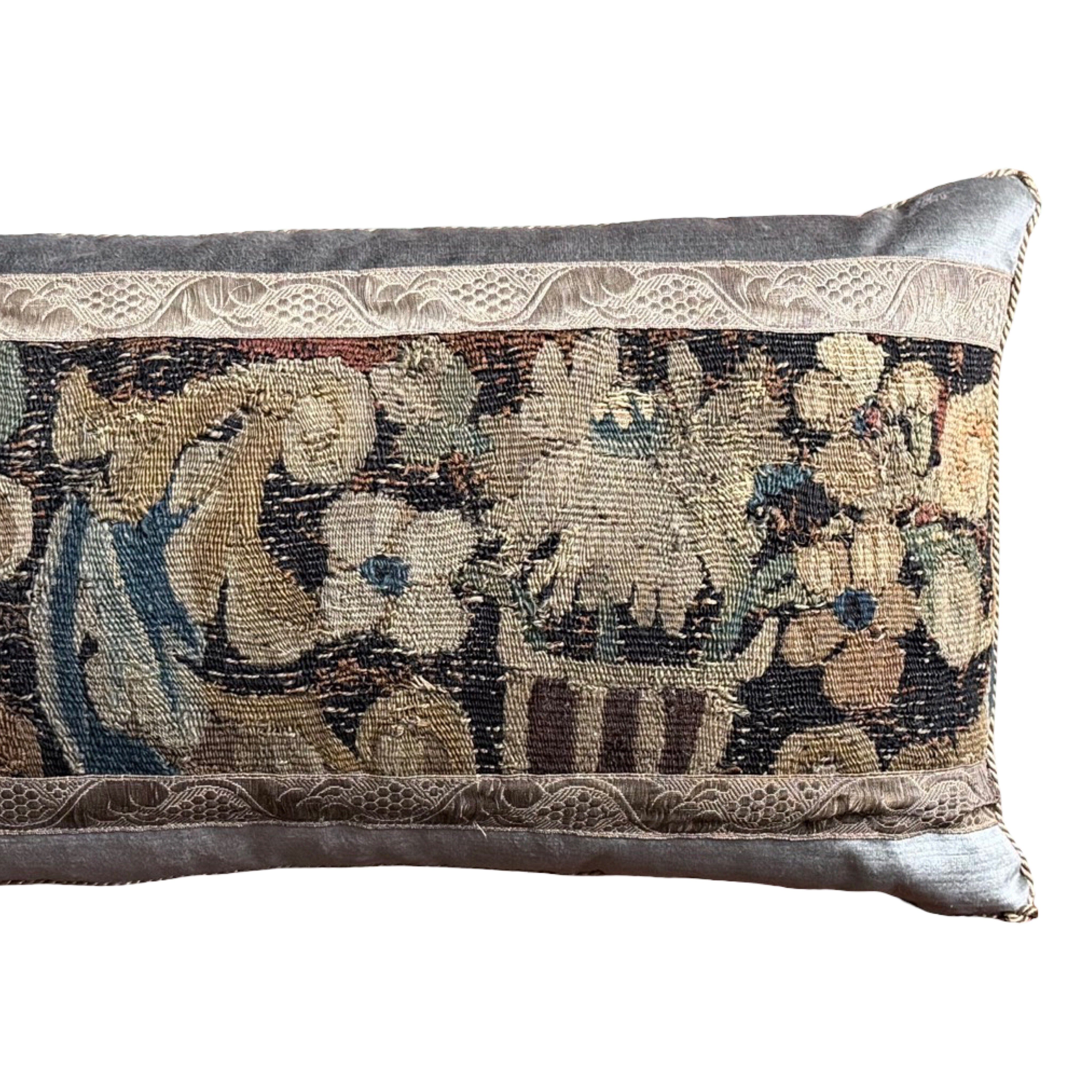 17th Century Aubusson Tapestry Fragment (#T010426 | 13 x 30") New Pillows B. Viz Design 