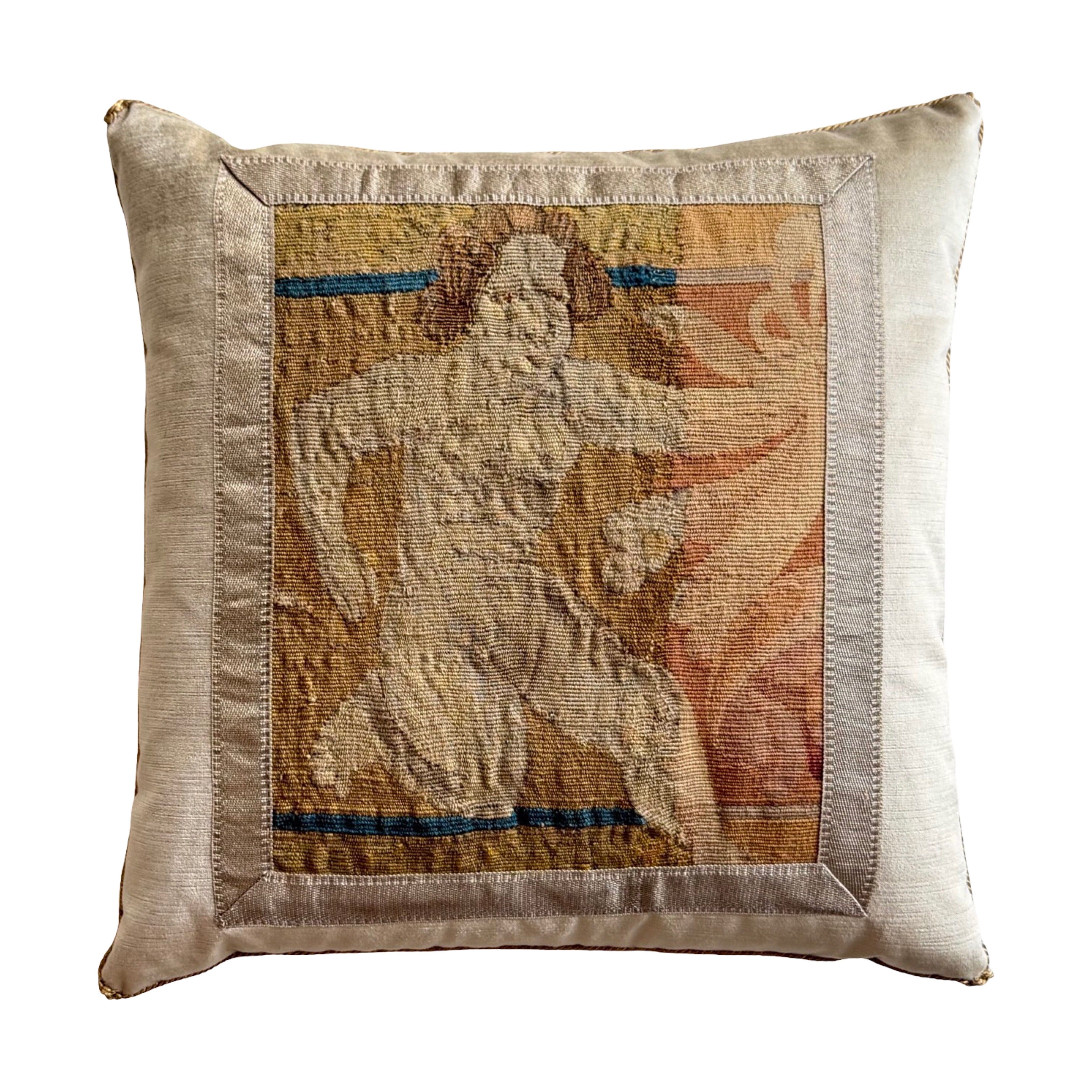 18th Century Tapestry Fragment on Taupe Velvet (#T011026A&B | 21 x 21") New Pillows B. Viz Design 