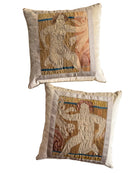 18th Century Tapestry Fragment on Taupe Velvet (#T011026A&B | 21 x 21") New Pillows B. Viz Design 
