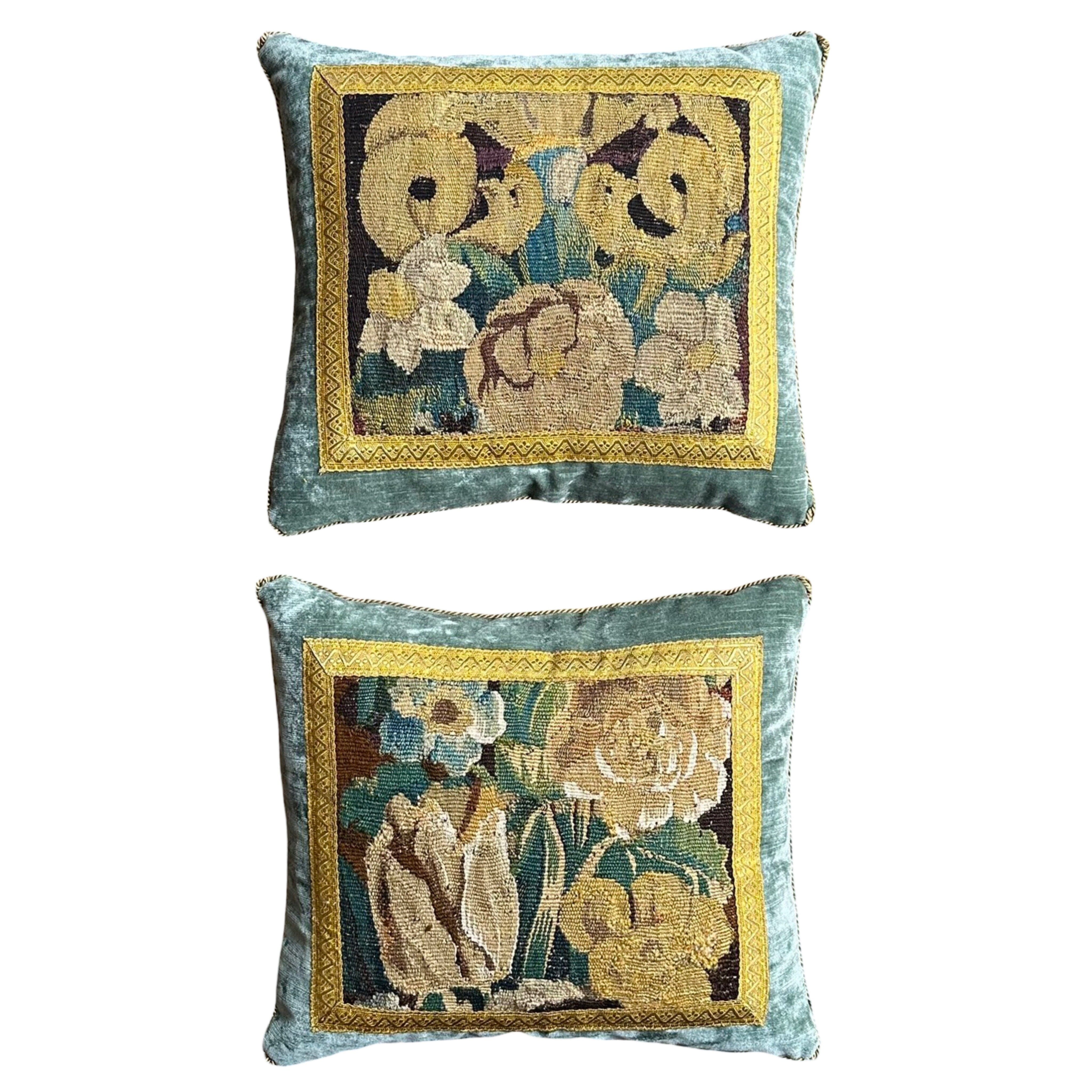 18th Century Tapestry Fragment (#T052225B | 15 x 17") New Pillows B. Viz Design 