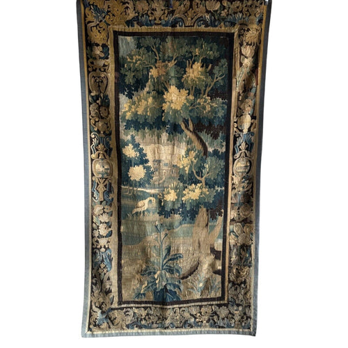 18th Century Verdure Tapestry (58 x 108") Vintage Textile Live Auctioneers 