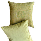 1950s Orsini Fortuny Backed with Pale Chartreuse Velvet (#F062625 | 21 1/2 x 22") New Pillows B. Viz Design 