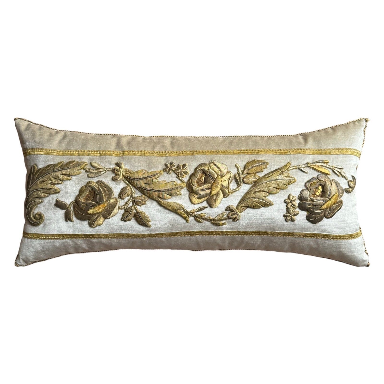 19th C. Antique European Raised Gold Metallic Embroidery (#E052724