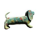 ABBY Hand Embroidered Silk Velvet Shaded Lagoon Dachshund Objet d'Art Anke Drechsel 