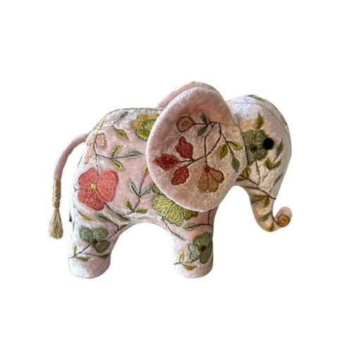ABBY Old Rose Mini Elephant on Silk Velvet Objet d'Art Anke Drechsel 