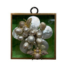 Acrylic Frame with Mother of Pearl Flower with Bedazzled Bees/Slight Imperfections | 3 x 3 x 1" Objet d'Art Museum Bees 