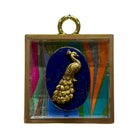 Acrylic Frame with Peacock on Lapis / Slight Imperfections (#10782 | 2" x 1") Objet d'Art Museum Bees 