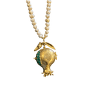 Aged Pearl Necklace with Locket Style Pomegranate Pendant Necklace Eyup Gunduz 