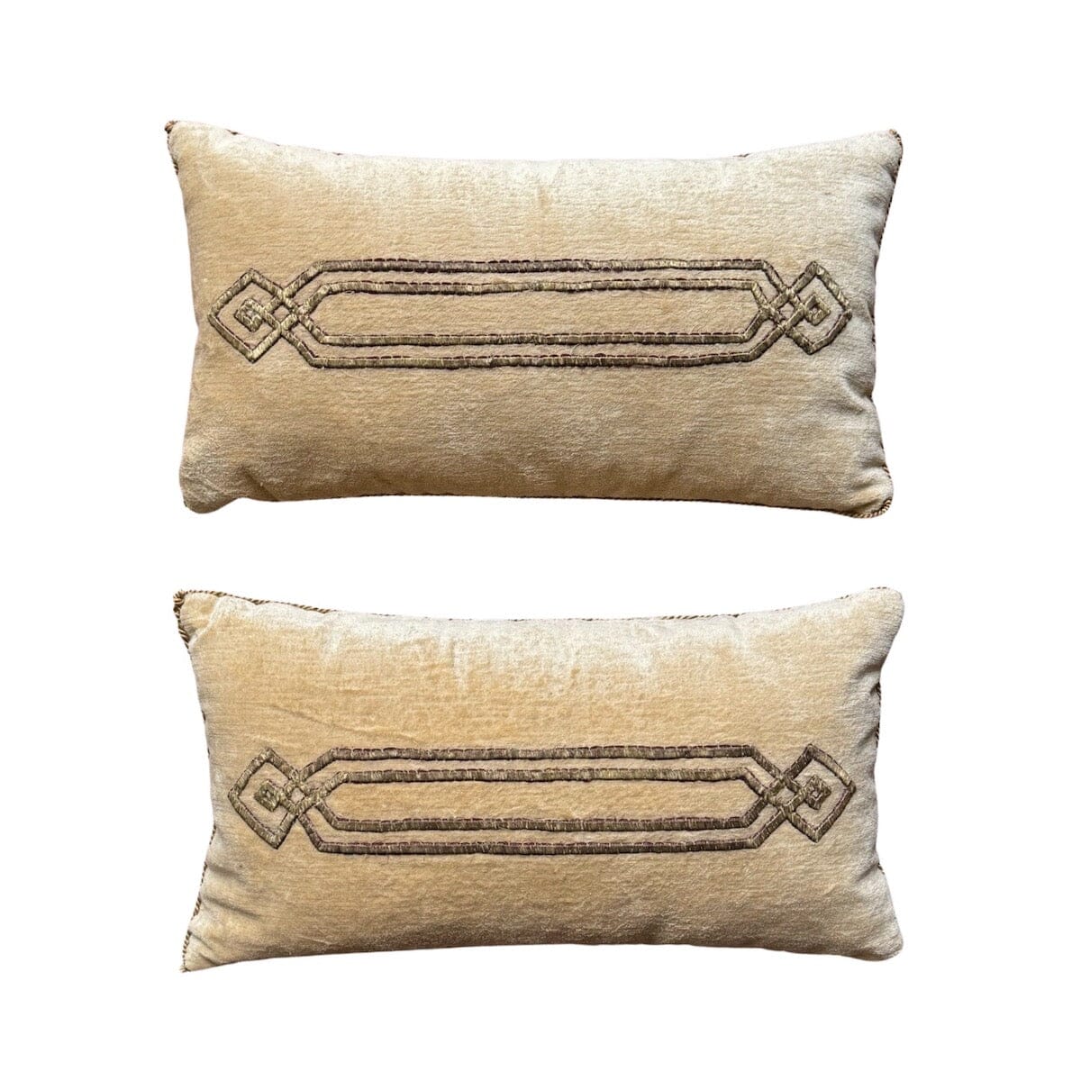 Antique 1920s Ottoman Metallic Gold Embroidery (#E082123AB | 10x18") Pillows B. Viz Design 