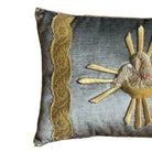 Antique Ecclesiastic Gold & Silver Metallic Embroidered Appliqué on Silver Velvet (#A052924 | 13 1/4 x 19") New Pillows B. Viz Design 