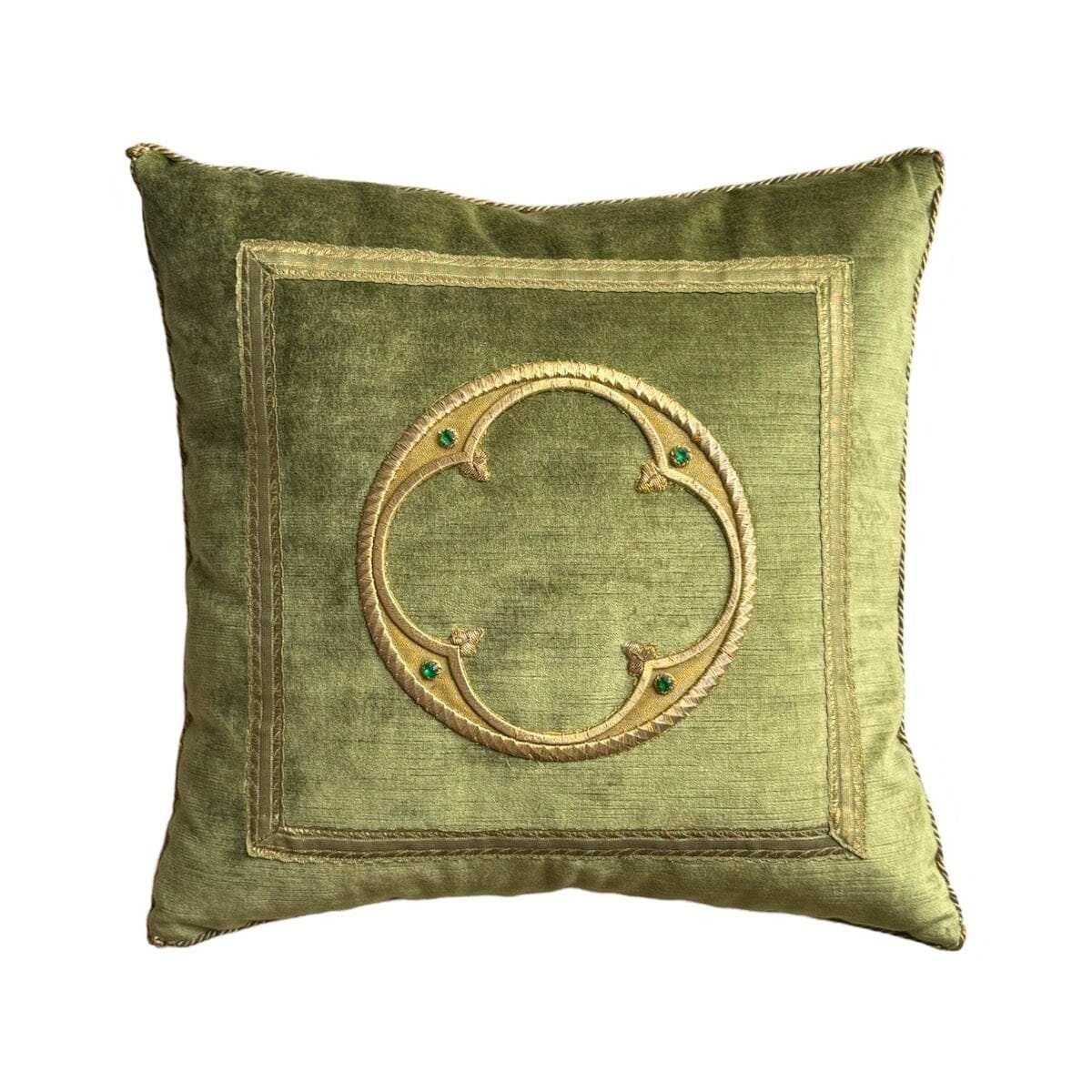 Antique Ecclesiastic Raised Gold Metallic Embroidery (E052524 | 16 1/2 x 16 1/2) New Pillows B. Viz Design 