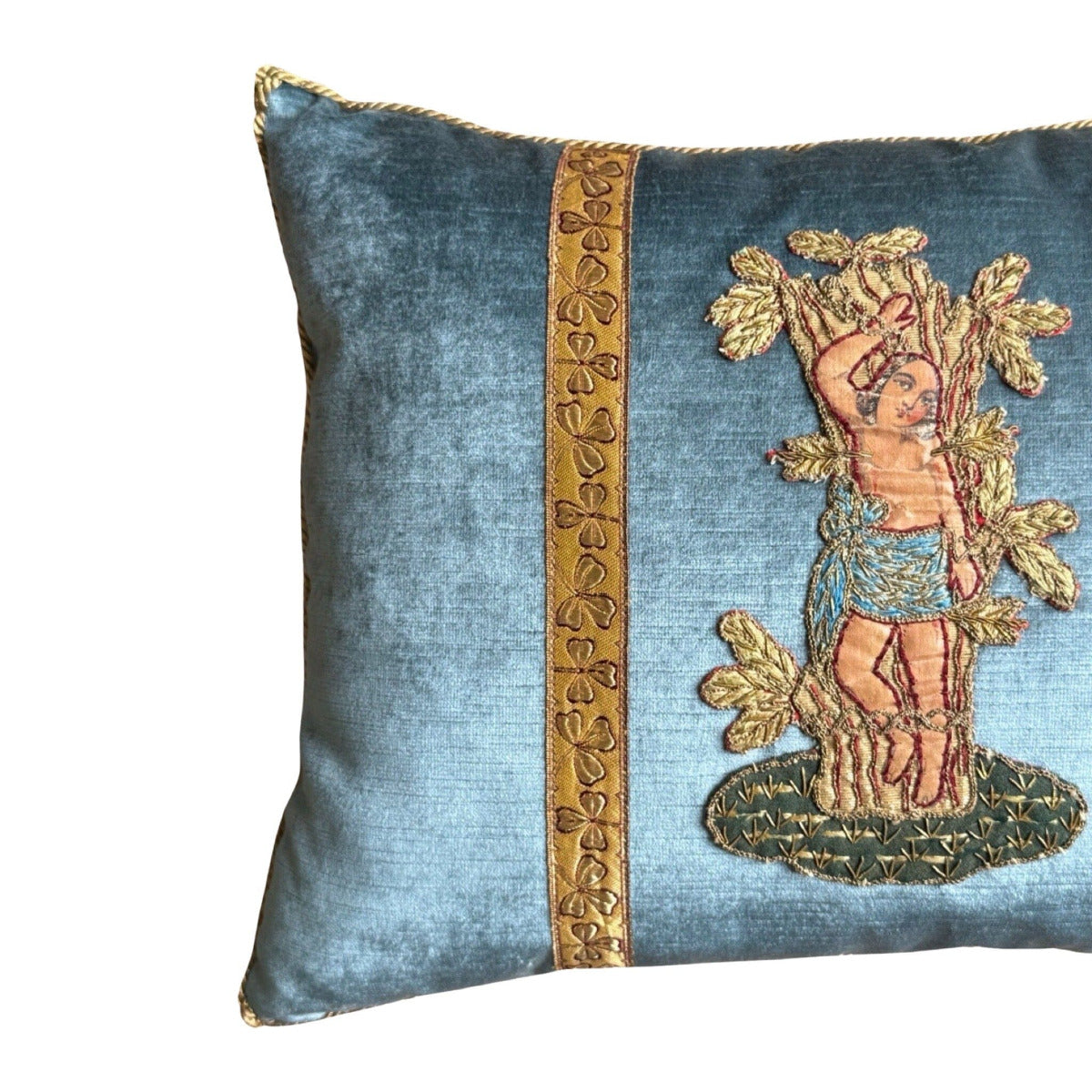 Antique Embroidered and Painted Applique (#A131223A&B | 14x18") New Pillows B. Viz Design 